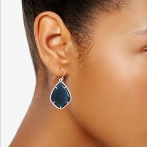 NWT Lucky Brand Black Mother Of Pearl Drop Silver Tone Earrings Women's